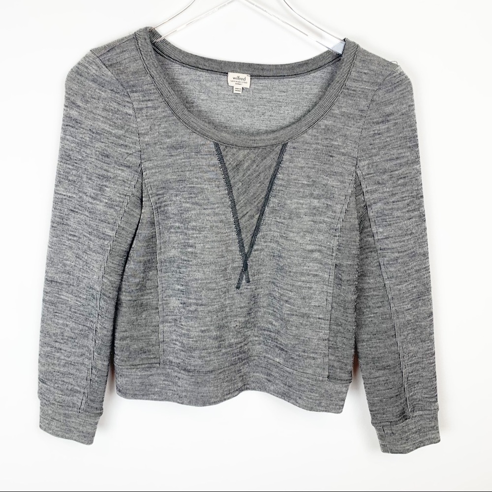 Wilfred | Aritzia Heathered Gray Wool Blend Pullover Sweatshirt Top